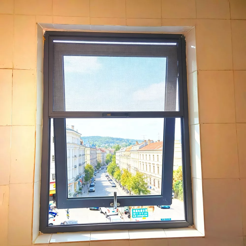 Fereastră neizolantă din aliaj de aluminiu cu ecran și suspensie superioară